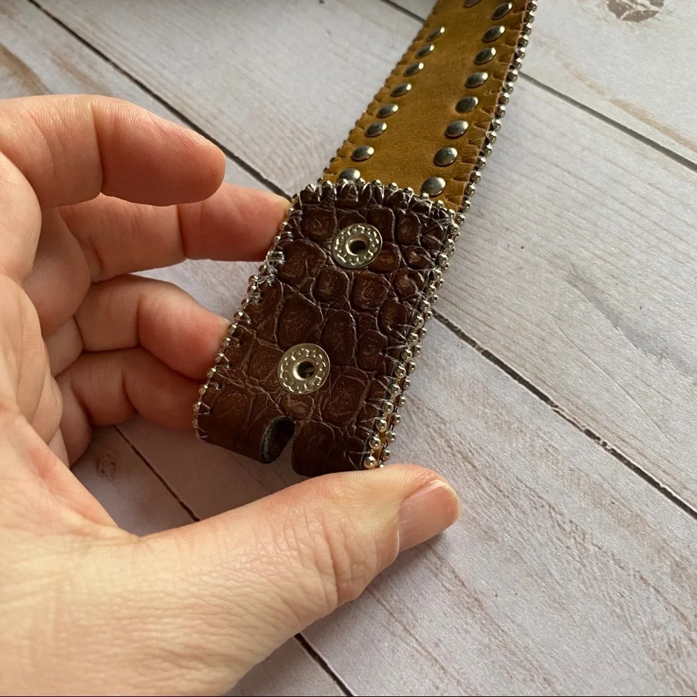 Nocona Leather & Rhinestone Studded Belt
